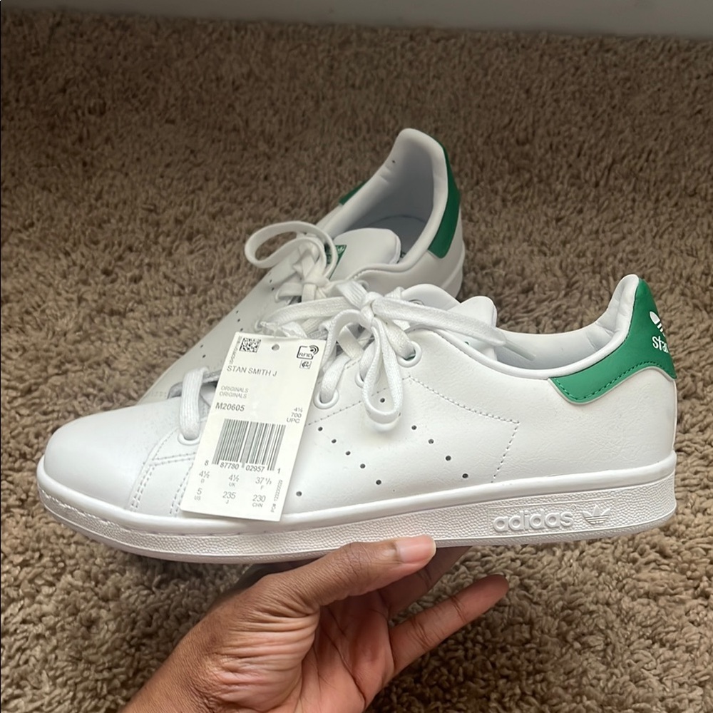 Adidas Stan Smith White and Green Casual Sneakers